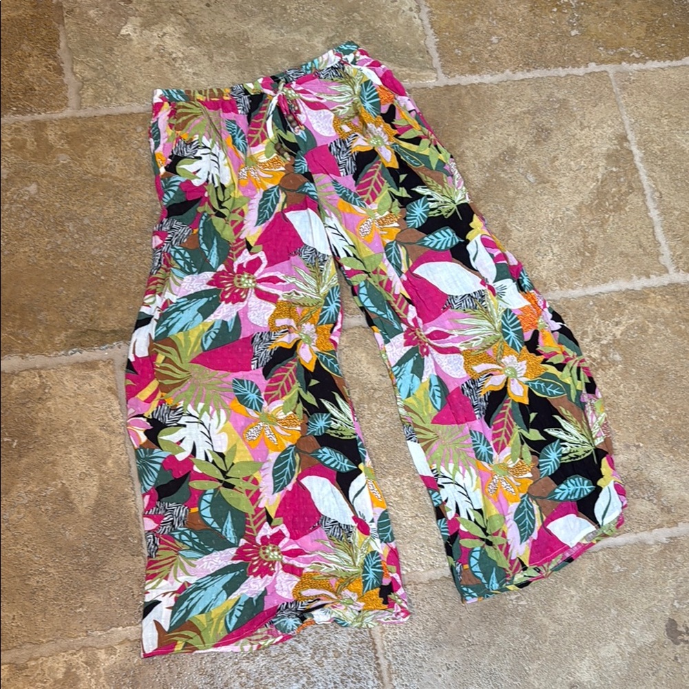 RACHEL Rachel Roy Pink and Green Wide Leg Pants